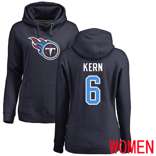 Tennessee Titans Navy Blue Women Brett Kern Name and Number Logo NFL Football #6 Pullover Hoodie Sweatshirts->nfl t-shirts->Sports Accessory